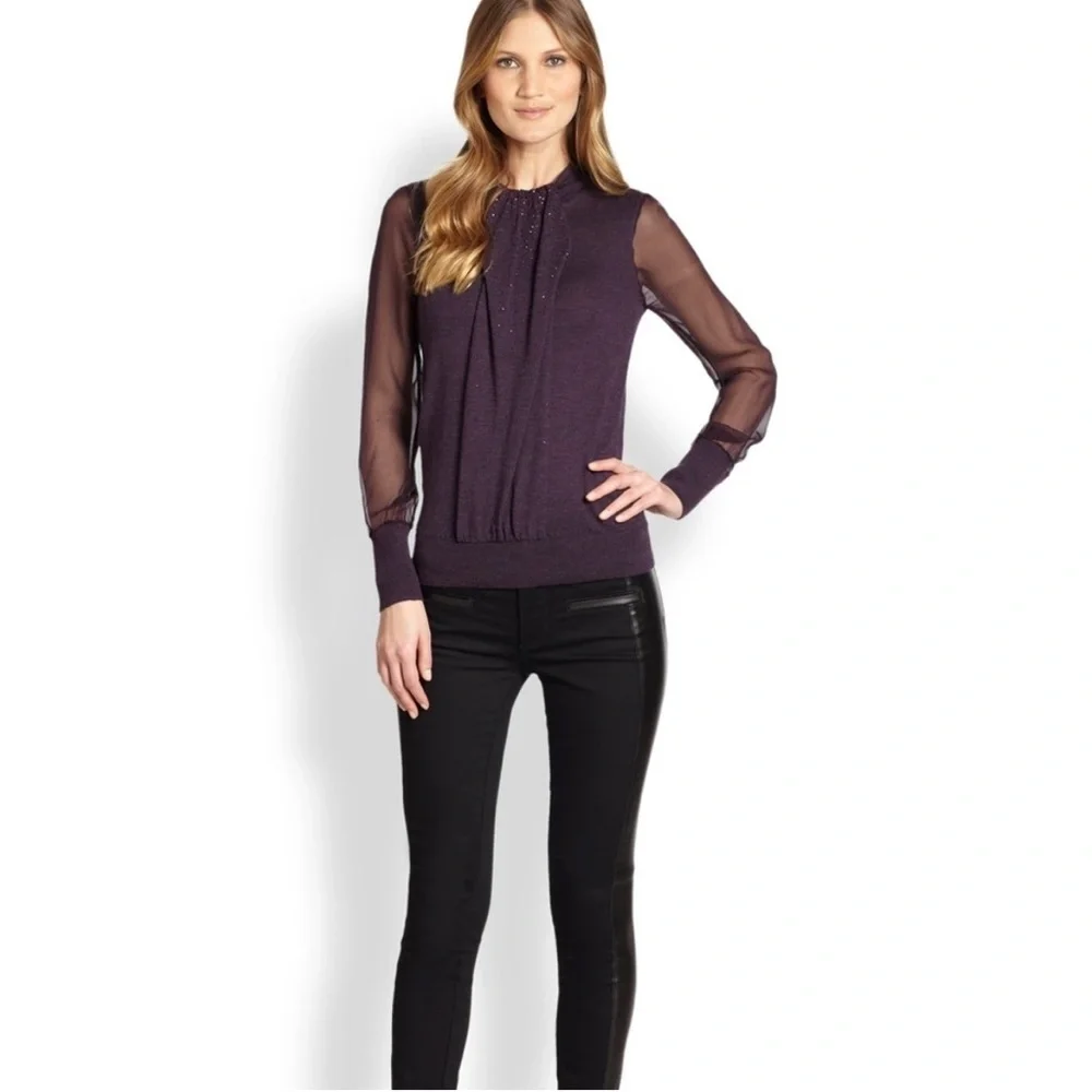 Tory Burch Abitha Sweater‎ Metrino Wool and Silk Size XS